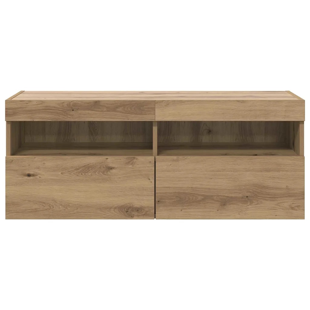 Mobile TV da parete con LED Rovere artigianale 100 x 30 x 40 cm 882984