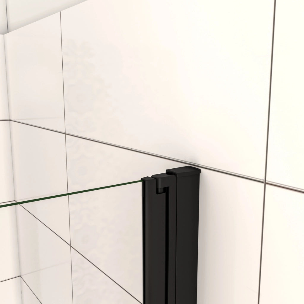 70x190 cm Porta Doccia per Nicchia Apertura Battente Pieghevole in Vetro Temperato Trasparente 5 mm Anticalcare Telaio Nero Opaco