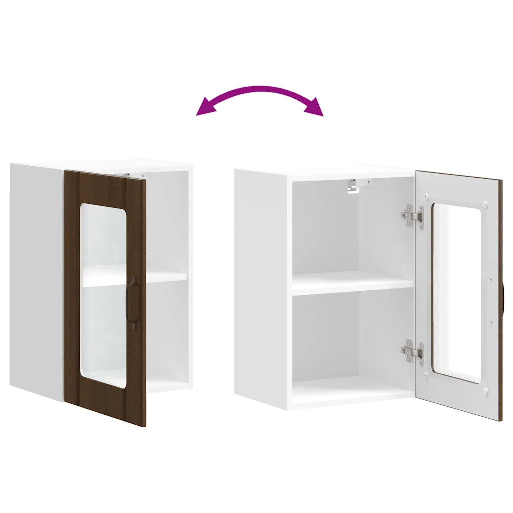 Pensile da Cucina con Porta in Vetro Lucca Rovere Marrone