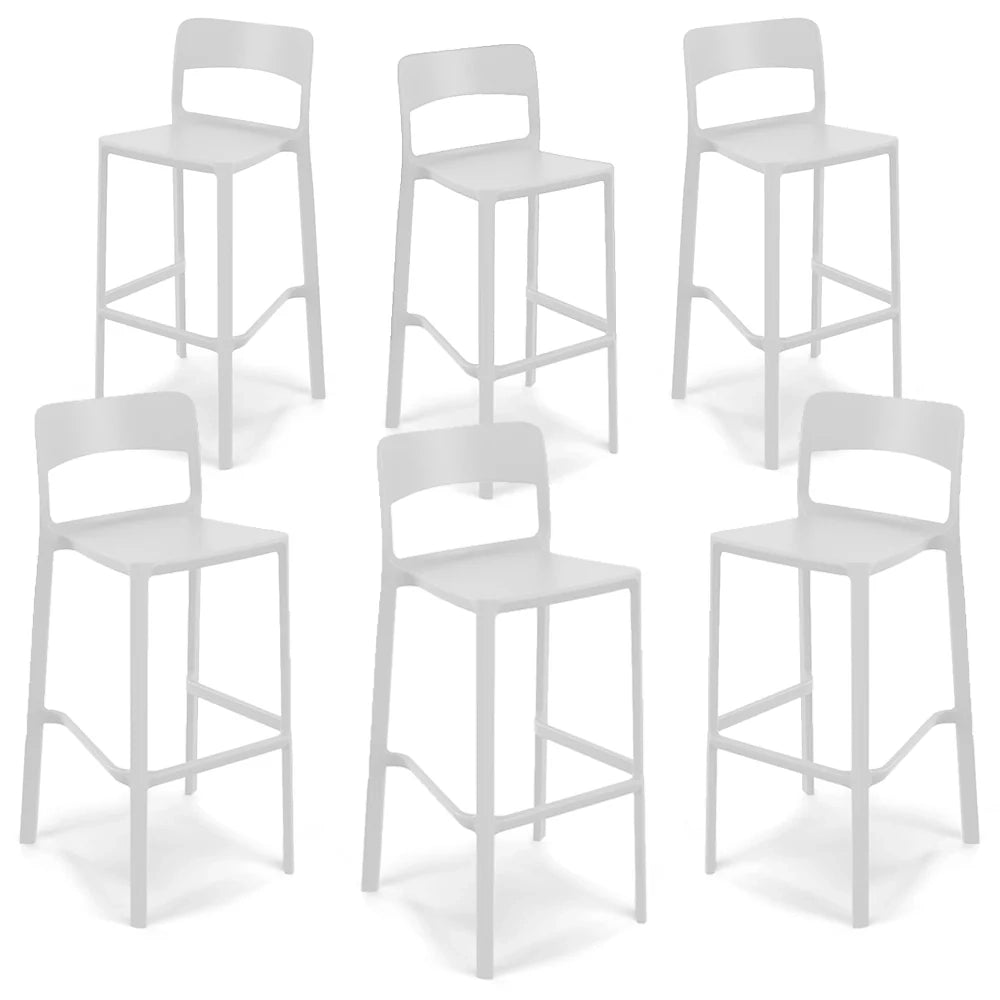 Set 6 sgabelli in polipropilene STIL altezza seduta 65cm, impilabile, idrorepellente, resistente ai raggi UV, design moderno e innovativo, ideale per la cucina, la veranda o giardino colore Ghisa