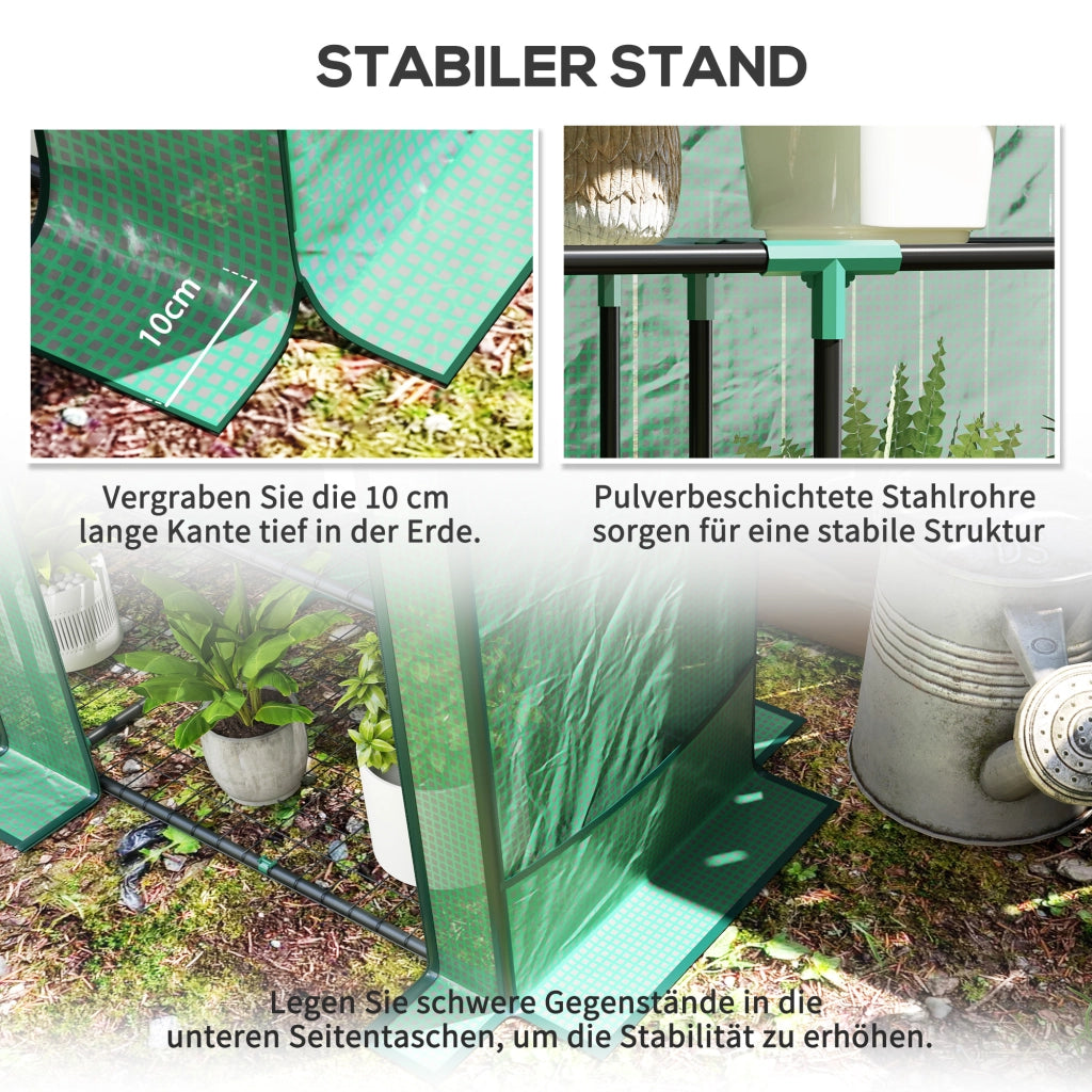 Serra da Giardino 3 Ripiani ¨C Xylo ¨C Copertura Plastica UV Resistente Porta Avvolgibile Verde 144x48x152cm