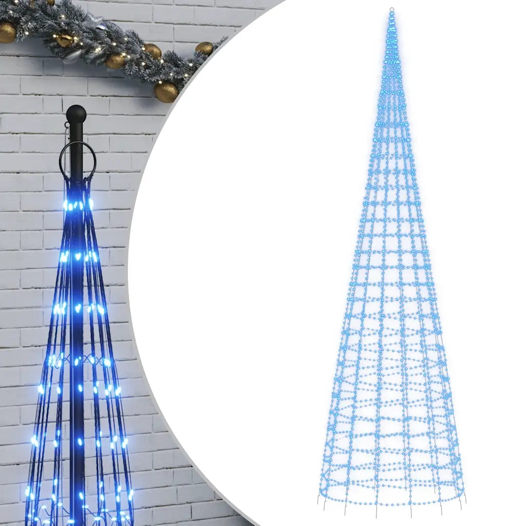 Albero di Natale a LED-Luci decorative natalizie su Pennone 3000 LED Blu 800 cm