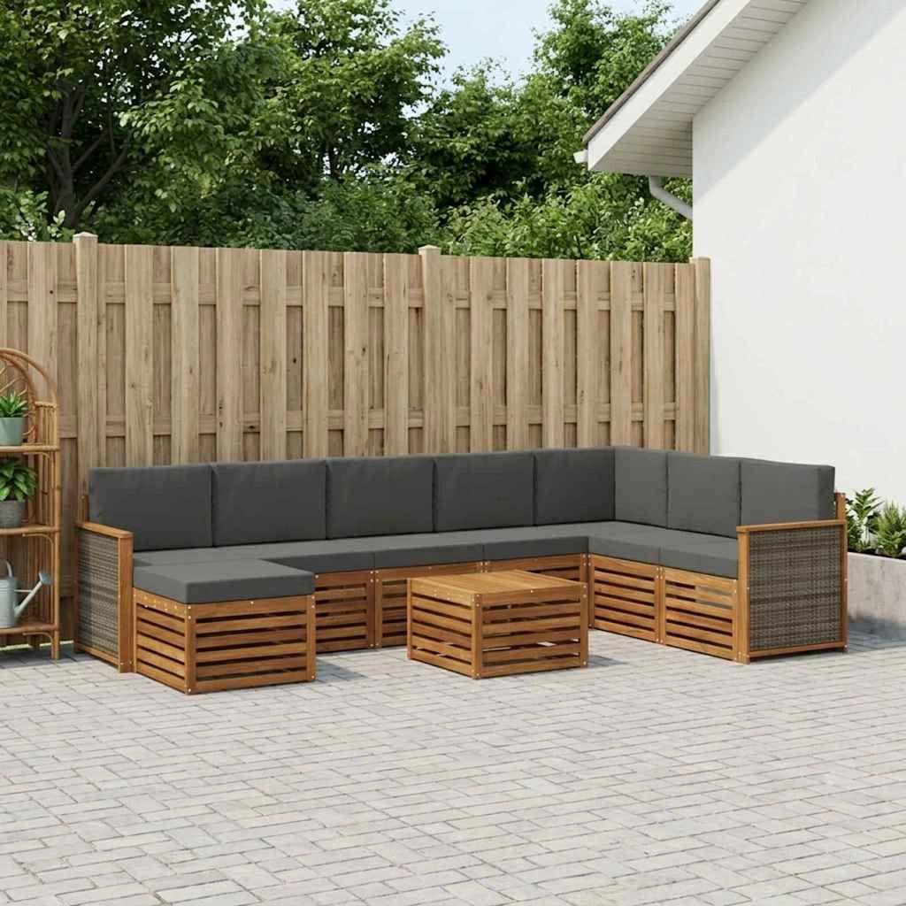 Set di divani da esterno 7 pz Naturale e Antracite 3384738