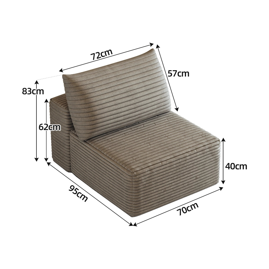 DIVANO Chaise longue modulare reversibile in tessuto a coste Cammello