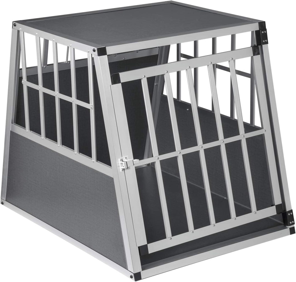 Trasportino per Cani Auto in Alluminio, Box Trasporto Singolo 65x85x71cm Trasportino da Auto per Cane Media/Piccola, Leggero e Stabile Kennel Cane per Auto Viaggi Casa