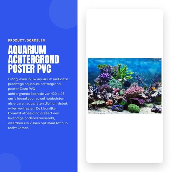 Decorazione per acquario in PVC - Fondali acquatici - Decorazione subacquea - Rilievo di corallo - Adesivi per piastrelle - 122x46cm - Adatto per acquari visibili - Decorazione per acquario