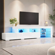 Mobile porta TV con LED, 3 cassetti e 7 vani contenitore, per soggiorno, bianco, 180 × 35 × 45 cm