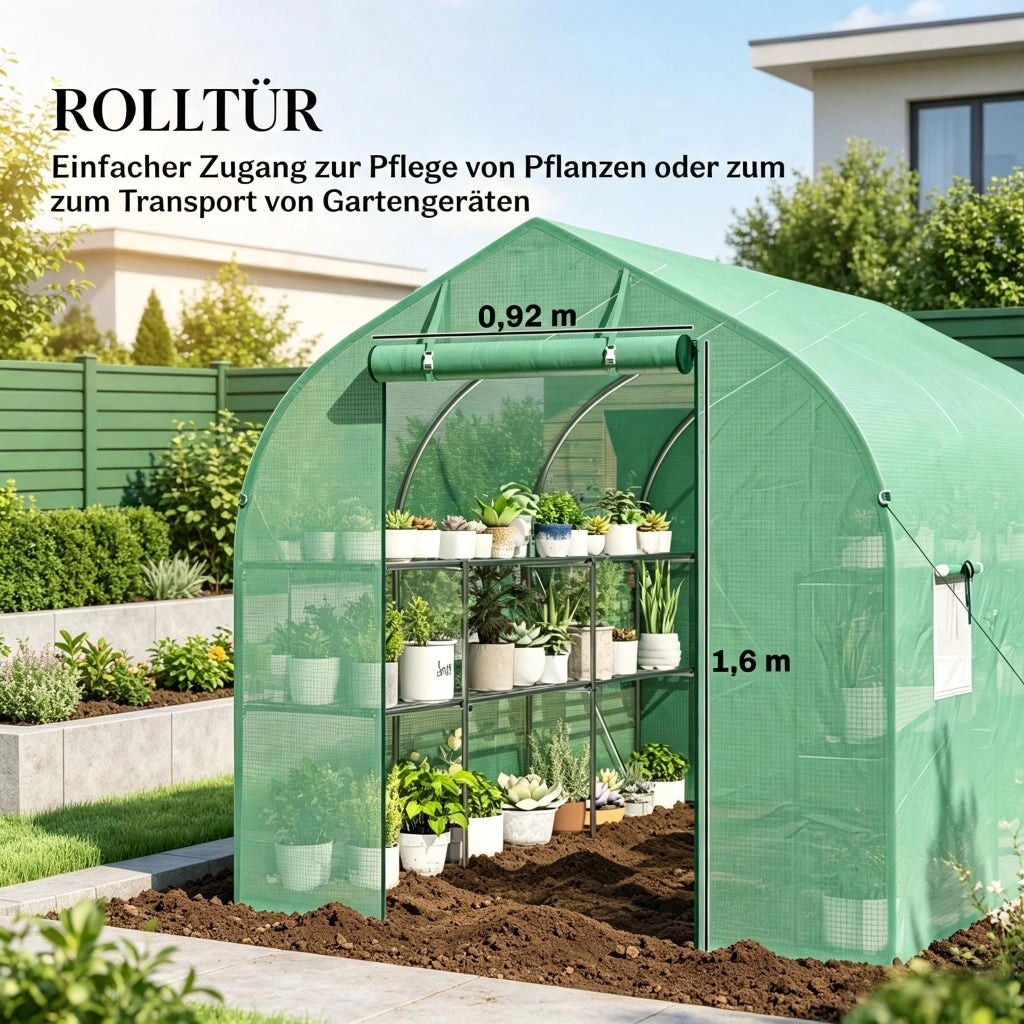 SERRA Tunnel da giardino 198x293x194 cm in acciaio zincato e PE verde