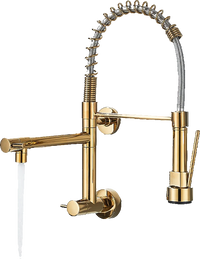 Björn |gastronomia rubinetto monoforo a parete per acqua fredda oro|da cucina professionale in acciaio inox a due getti|doppio per lavello ristorante