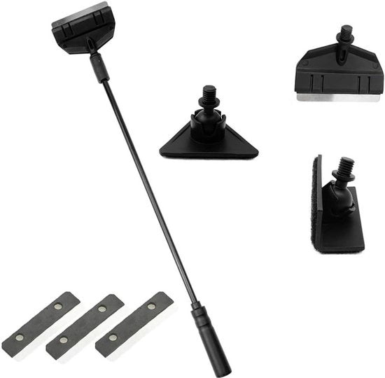 Set di pulizia per acquario con 3-in-1 attrezzo e asta rimovibile - Ideale per la pulizia del vetro e l'installazione - Incluso spazzolino per alghe