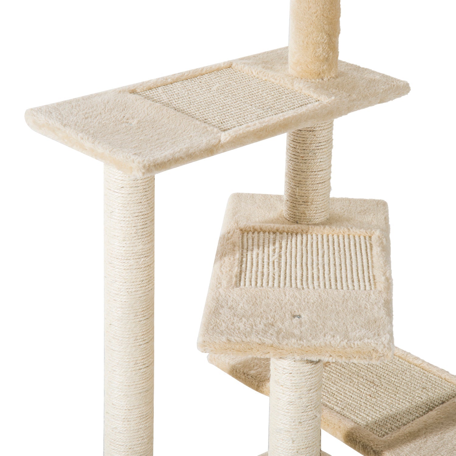 Albero Tiragraffi per Gatti 50x50x100 cm in Sisal e Peluche Beige
