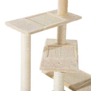 Albero Tiragraffi per Gatti 50x50x100 cm in Sisal e Peluche Beige