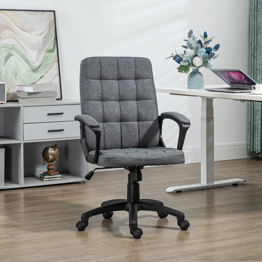 Sedia da ufficio girevole con braccioli e altezza regolabile ¨C zephmum ¨C grigio scuro 59x63x96-105,5 cm
