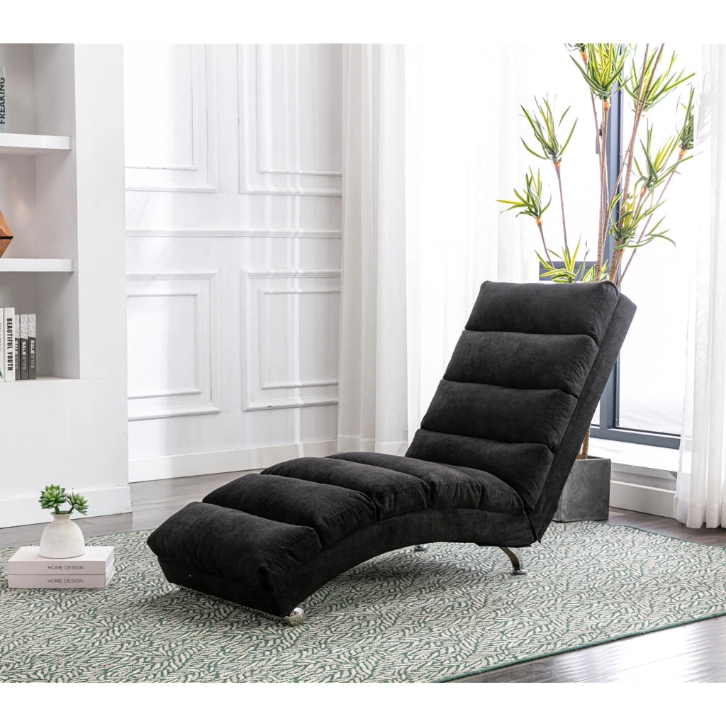OKWISH Méridienne in Lino con Vibrazione Delicata, Schienale Ergonomico 140° e Tasca Laterale, Nero
