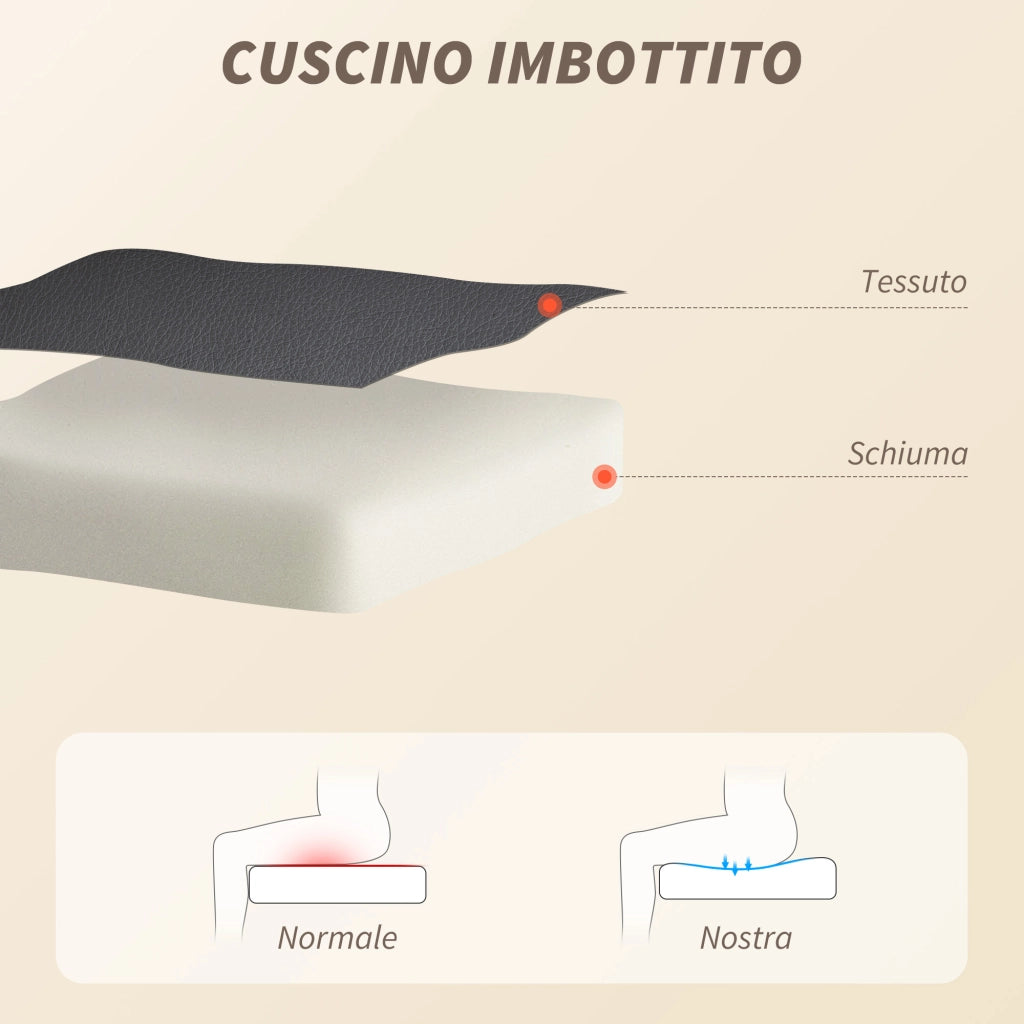 Sedia da Ufficio Operativa Massaggiante a 4 Punti con Riscaldamento e Braccioli Ribaltabili  in Pelle PU Nero