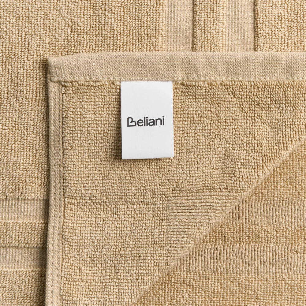 Set di 9 asciugamani Beige Sabbia in cotone per ospiti Asciugamano da bagno e tappetino da bagno