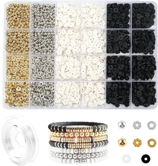Set di Perline Decorative per Stringere - 2750 Pezzi Set per Adulti per Beadatura - Perline per Bambini per Bracciali - Collane con Perline Minime