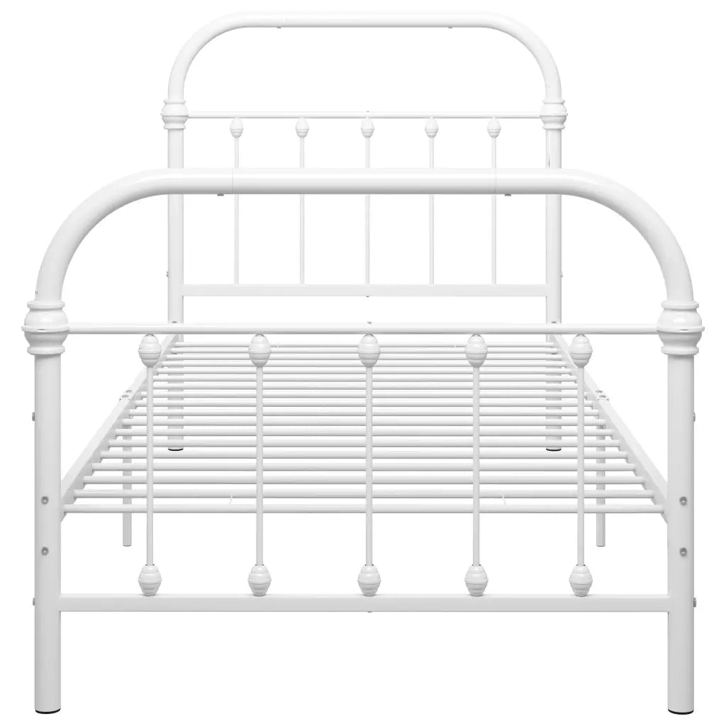 Letto singolo | Letto per adulti | Giroletto Bianco in Metallo 100x200 cm