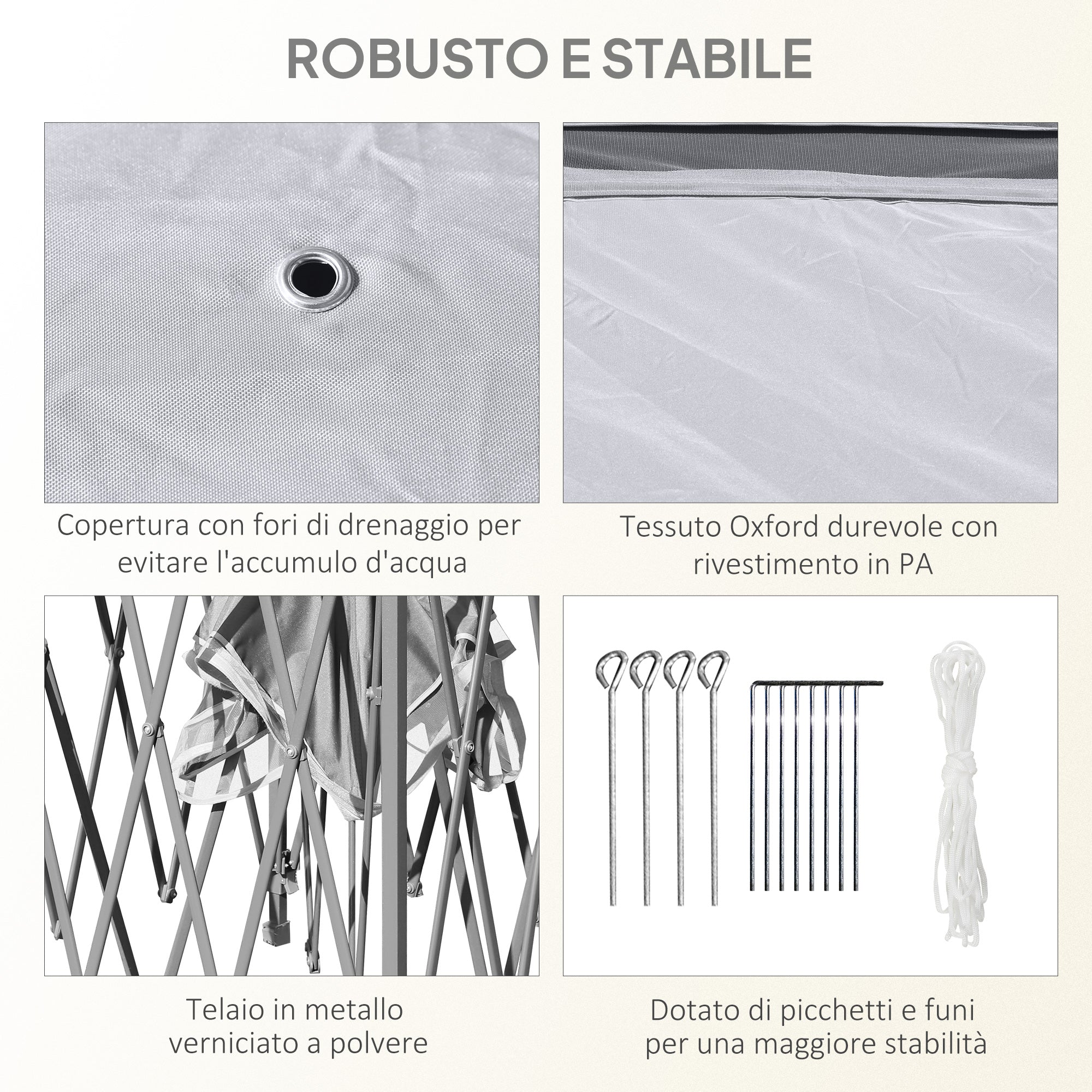 Gazebo da Esterno 330x330x280 cm Pieghevole ad Altezza Regolabile con Zanzariere Grigio