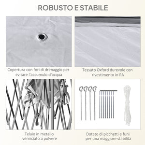 Gazebo da Esterno 330x330x280 cm Pieghevole ad Altezza Regolabile con Zanzariere Grigio