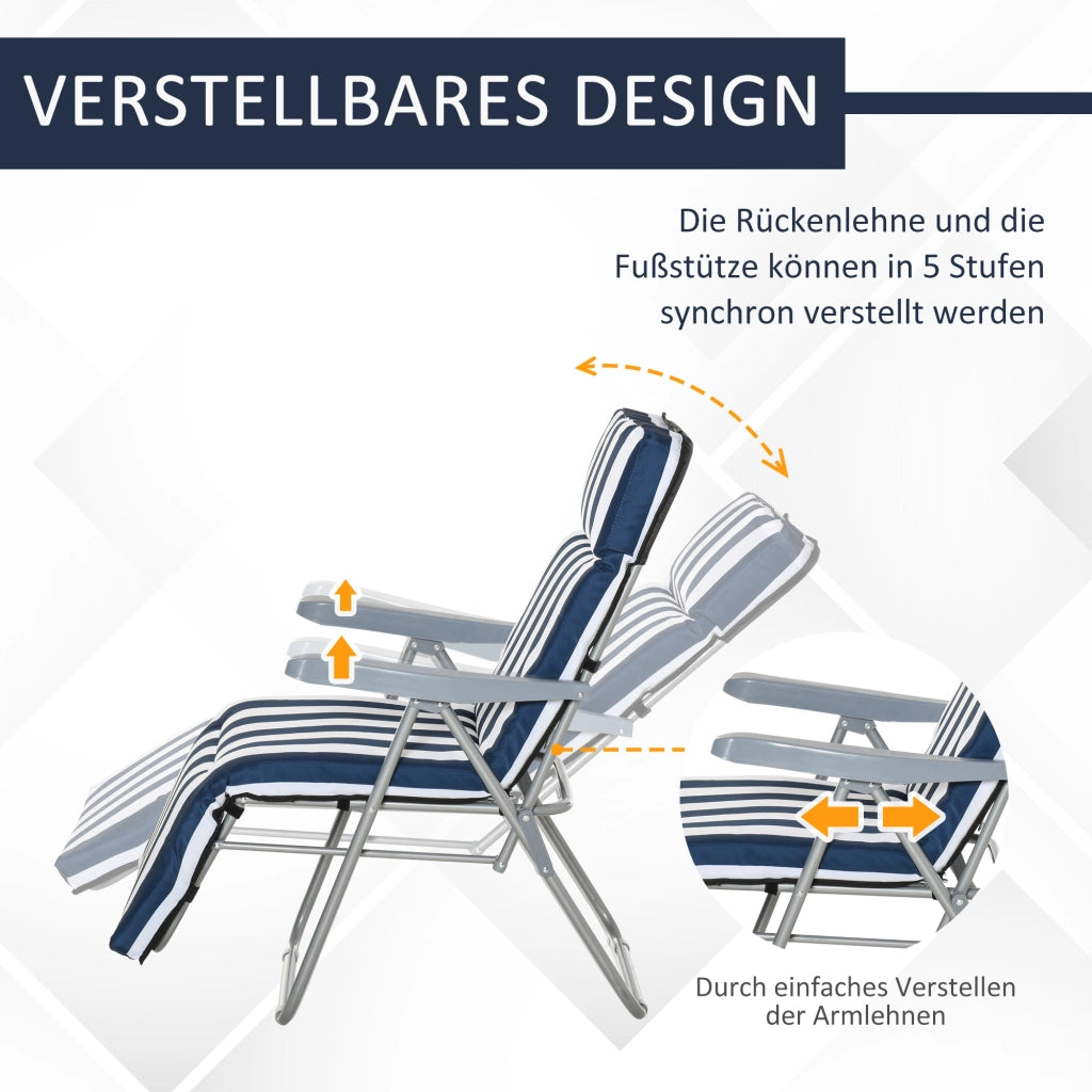 Sedia da giardino pieghevole con braccioli - Xylo - Set 2 pezzi blu 5 posizioni con cuscini
