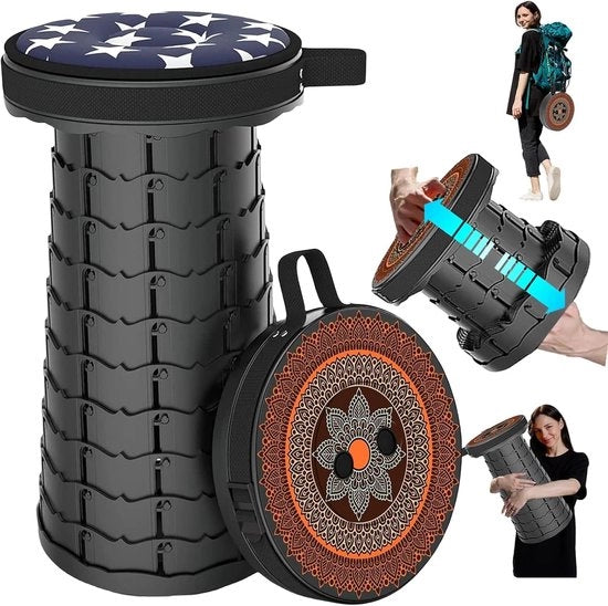 Scaffolding Telescopico Portatile - Opvollabile - Altezza Regolabile 6,5-45 cm - Capacità di Carico 200 kg - Incluso Sacchetto Portatile e Cuscino di Rotazione - Blu Scuro
