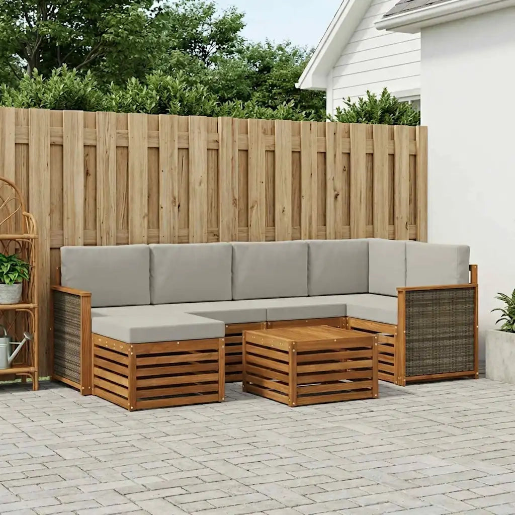 Set divano sezionale con cuscino 6 pcs Naturale e Grigio Chiaro 3384587