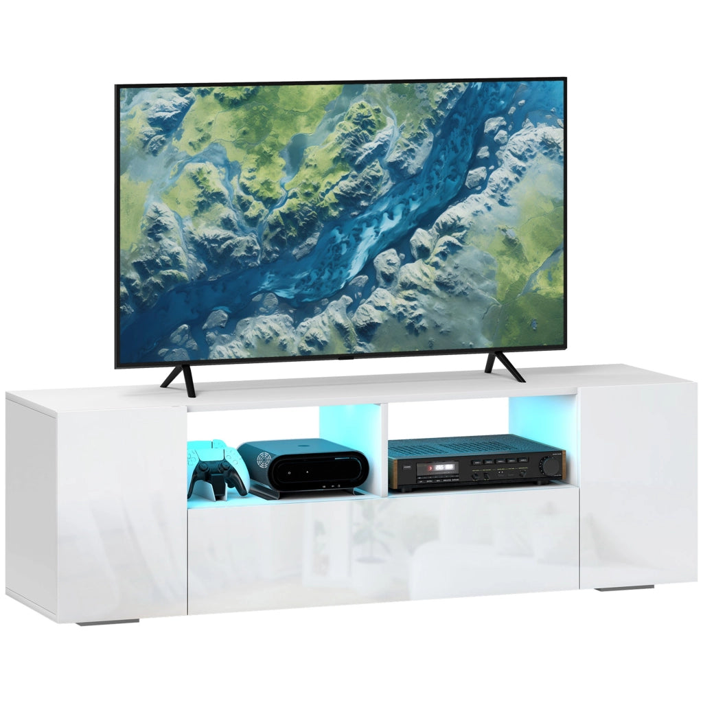 Mobile TV con luci LED ¨C zephmum ¨C bianco 137x35x42 cm