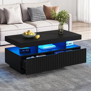 Tavolino LED - Xylo - 100x50cm strisce verticali nero