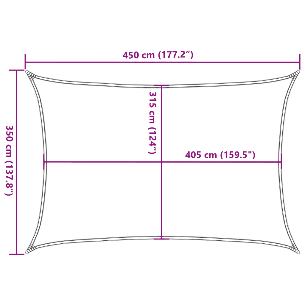 Vela Parasole 160 g/m² Rettangolare Giallo 3,5x4,5 m in HDPE 311571