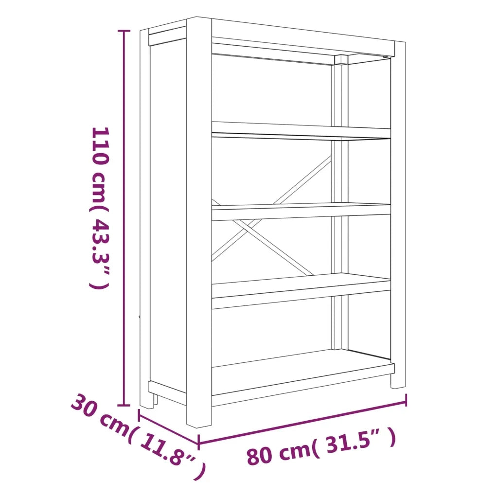 Libreria a 4 Ripiani 80x30x110 cm in Legno Massello di Acacia cod mxl 18579