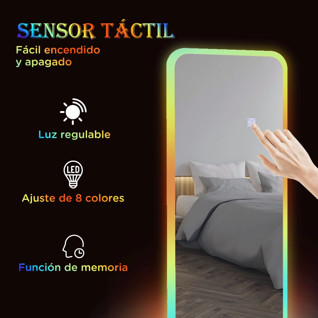 Specchio a Pieno Corpo con Luci LED ¨C Zephmum ¨C 120x40 cm Colori RGB