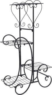 Pianta a 4 livelli - stand per piante decorativa in metallo - display per piante su piattaforma - per esterni interni giardino patio - bianco nero