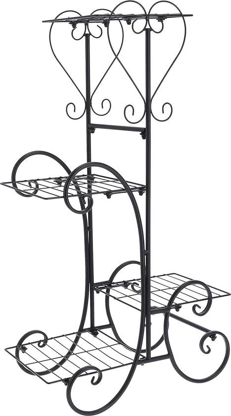 Pianta a 4 livelli - stand per piante decorativa in metallo - display per piante su piattaforma - per esterni interni giardino patio - bianco nero