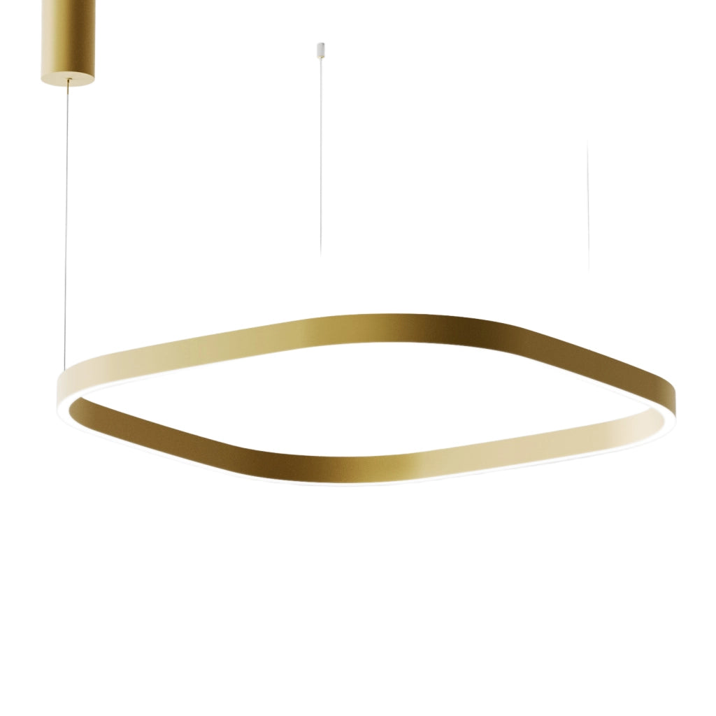 Lampada a Sospensione CRISEIDE S/1G Q Quadrata LED 80W 4200lm 3000K dimmerabile alluminio Oro spazzolato - Gealuce