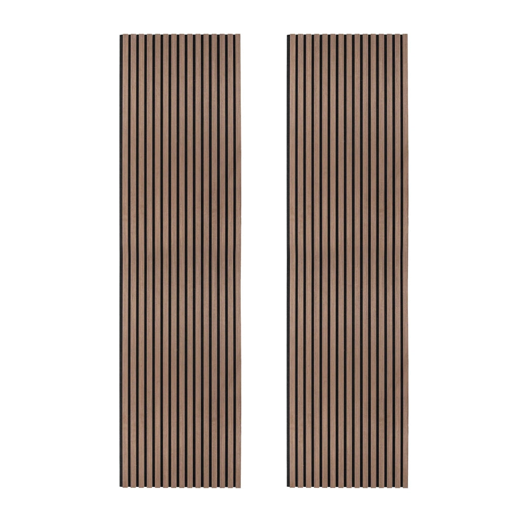 Coppia di Pannelli Fonoassorbenti con Doghe Noce Scuro Moderno Lusso 3D 2400 x 600mm