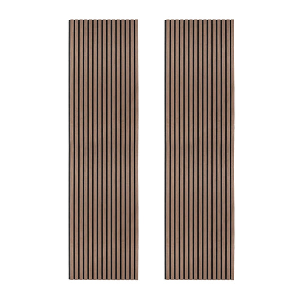Coppia di Pannelli Fonoassorbenti con Doghe Noce Scuro Moderno Lusso 3D 2400 x 600mm