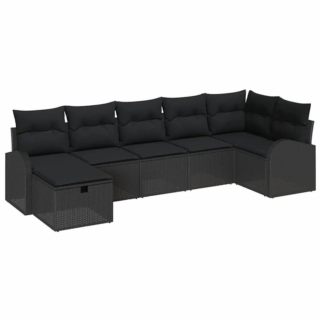 Set di divani con cuscino 7 pcs Nero polyrattan 3359102