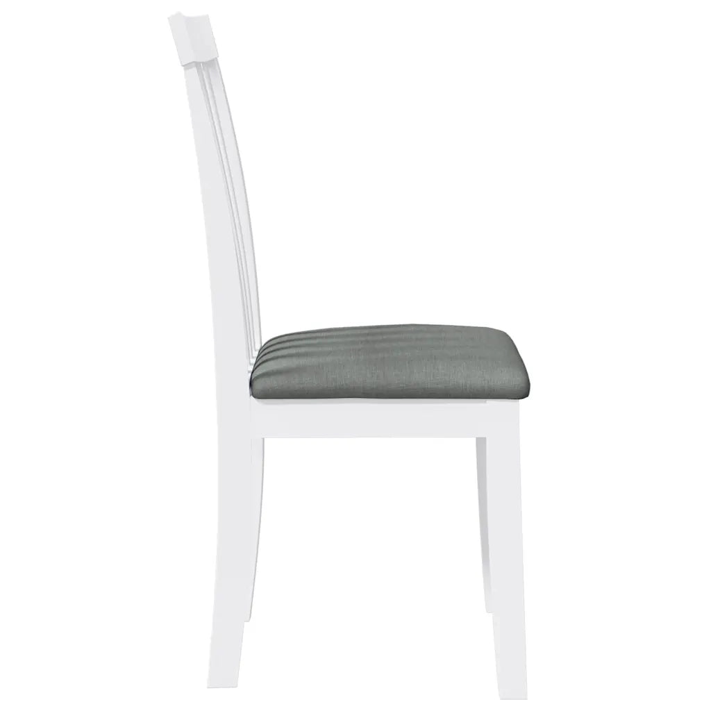 Sedie da Pranzo con Cuscini 2 pz Bianco Legno Massello di Hevea