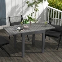 Tavolo da Giardino Allungabile per 4-6 Persone con Piano a Doghe, in Alluminio, 81/162x80x75 cm, Grigio