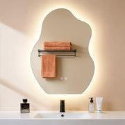 ZMH Specchio da bagno LED asimmetrico 60x80 cm IP44 interruttore touch funzione antiappannante dimmerabile 3000K-6500K