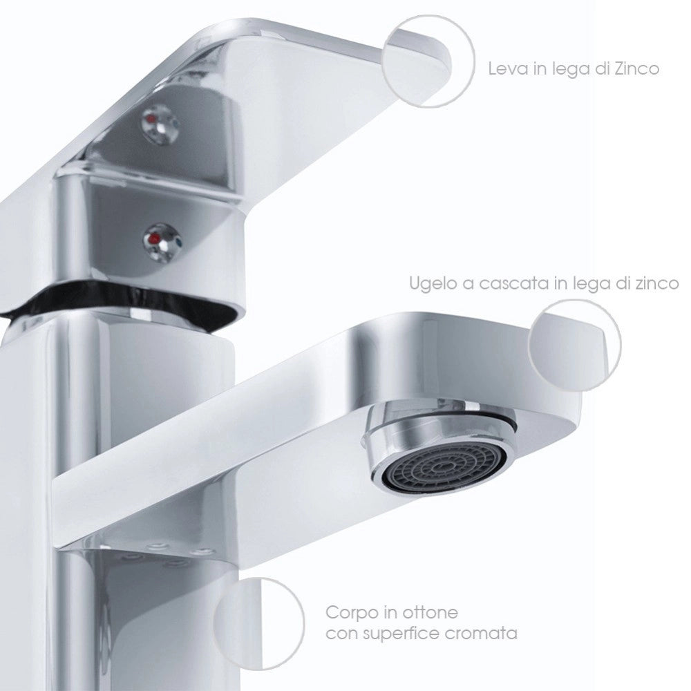 Trade Shop - Rubinetto Lavabo Bagno Moderno Miscelatore Lavandino Monocomando Ottone Cromato -