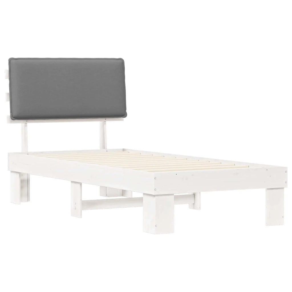 Letto con Testiera Rivestita Grigio chiaro 90 x 200 cm 877308