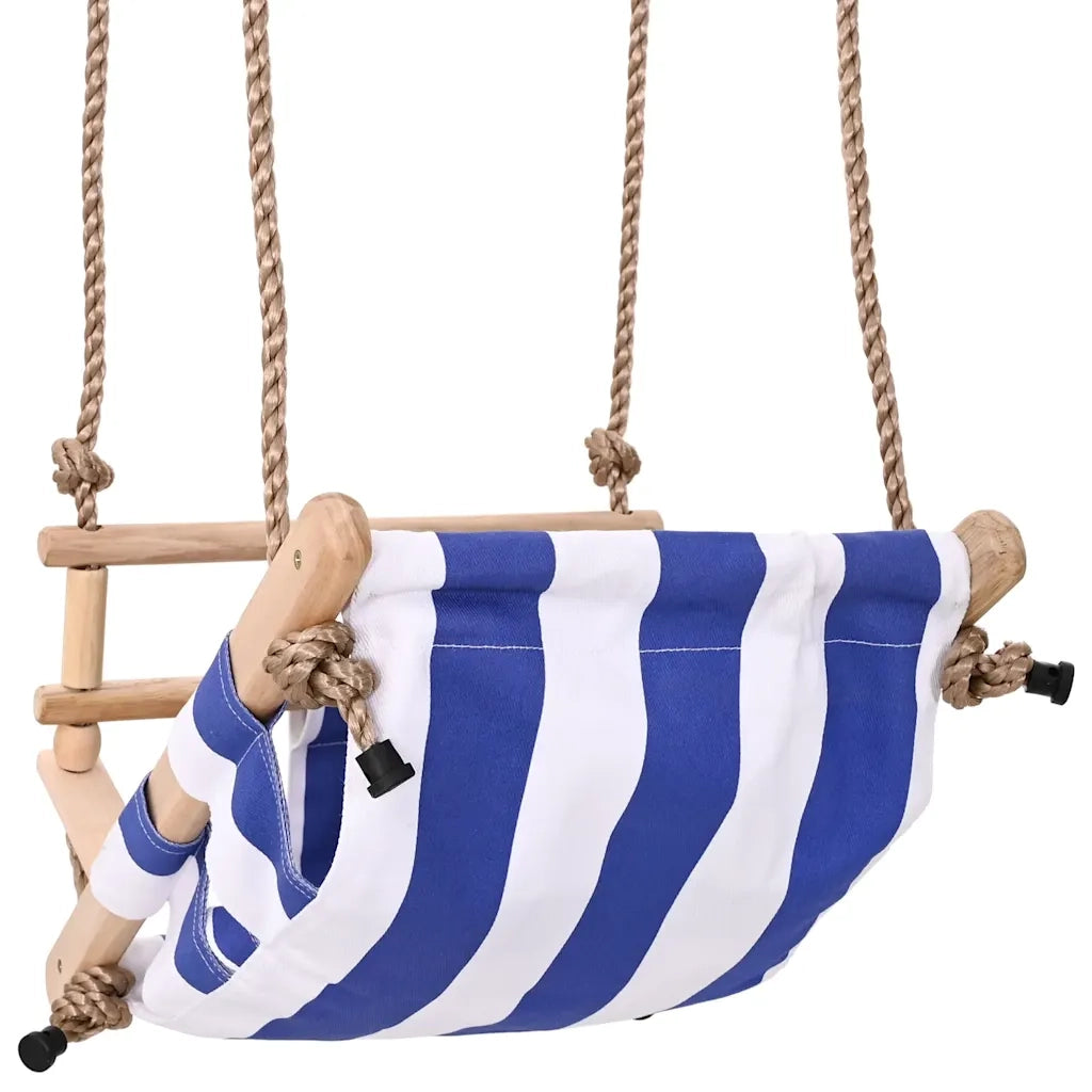 Altalena per Bambini con Cintura di Sicurezza Cotone Legno Blu CFW6828588
