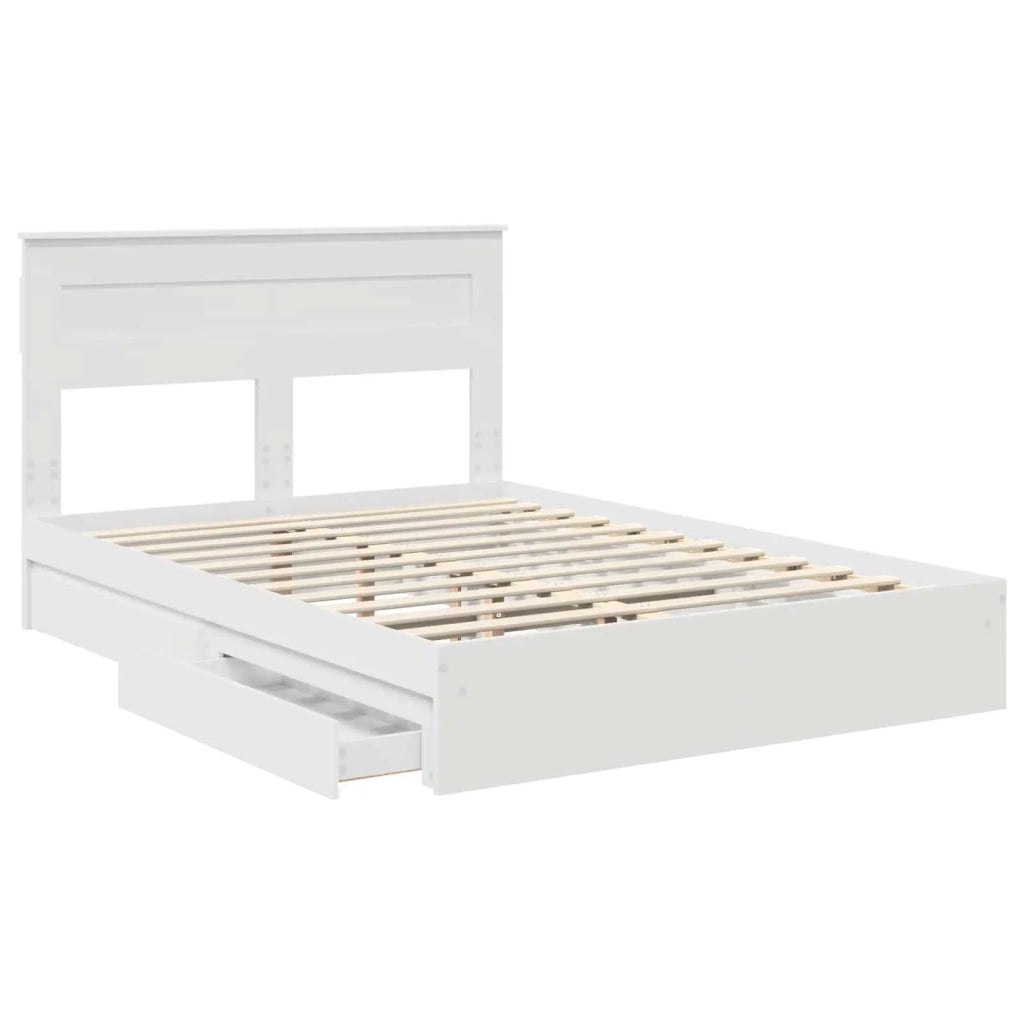 Letto con Contenitore Bianco 160 x 200 cm Legno multistrato