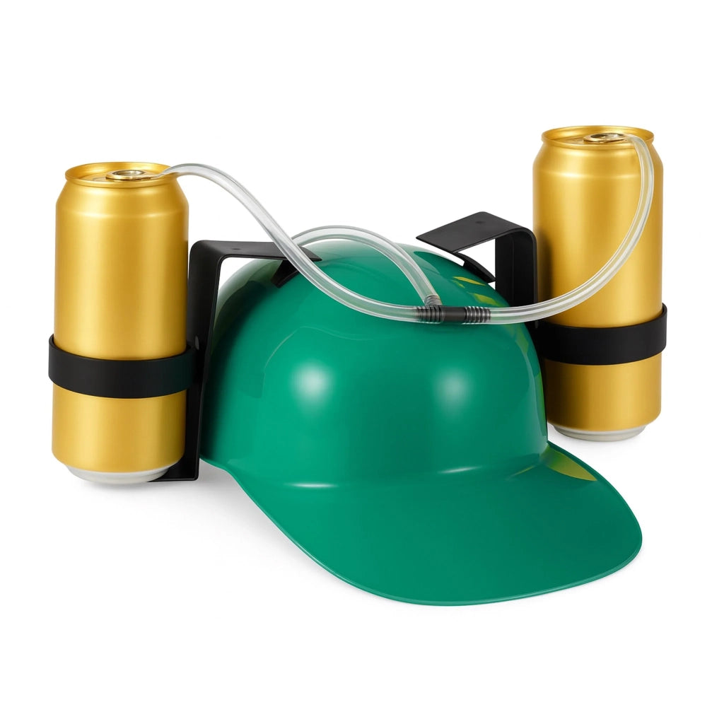 Elmetto porta bevande per feste con 2 portabevande 13 x 32 x 28 cm in plastica nera 13_0017823