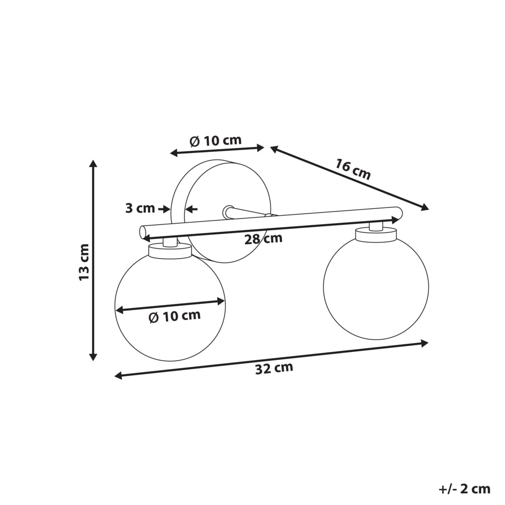 Lampada da parete 2 luci Ottone Bianco Vetro Ferro Globo Paralume Illuminazione Bagno Soggiorno Moderno