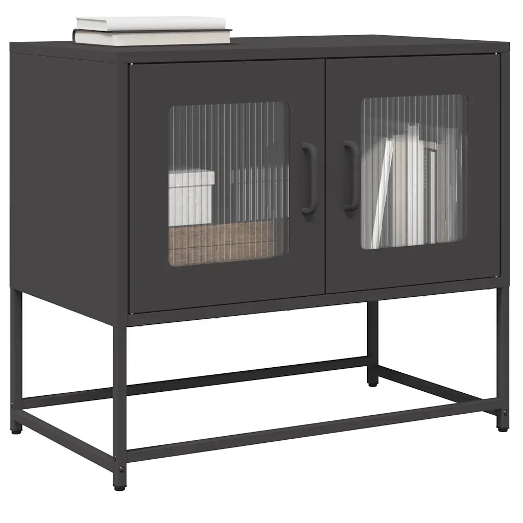 Mobile TV Nero 68x39x60,5 cm in Acciaio Laminato a Freddo 853332