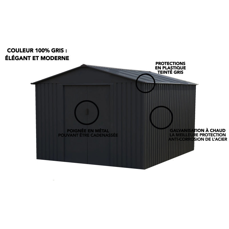 Casetta da giardino in metallo â€“ MJ 8 x 10 - 7,9 mÂ² - Antracite