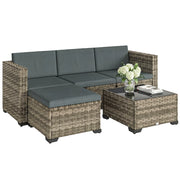 Set Giardino Esterno 5 Pezzi ¨C zephmum ¨C PolyRattan Grigio, 2 Sedie, Divanetto, Tavolino